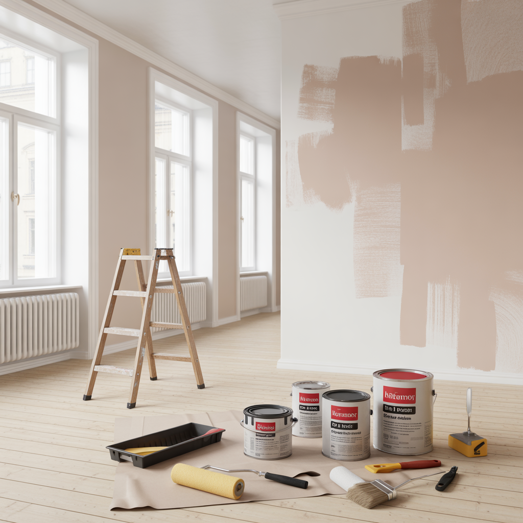 mala puts inomhus ratt grundning fargval och verktyg